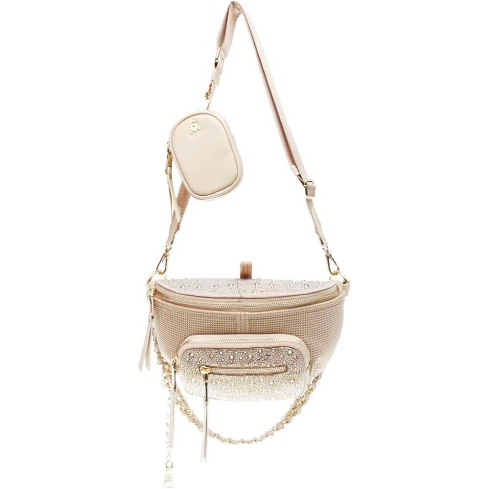 Women's Crossbody Handbag Blush Multi Zipper Removable Pouch Adjustable